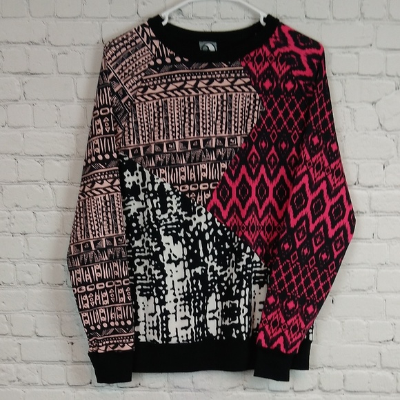 Nappy Tabs Sweaters - Nappy Tabs Black Pink and White Sweater Womens Med